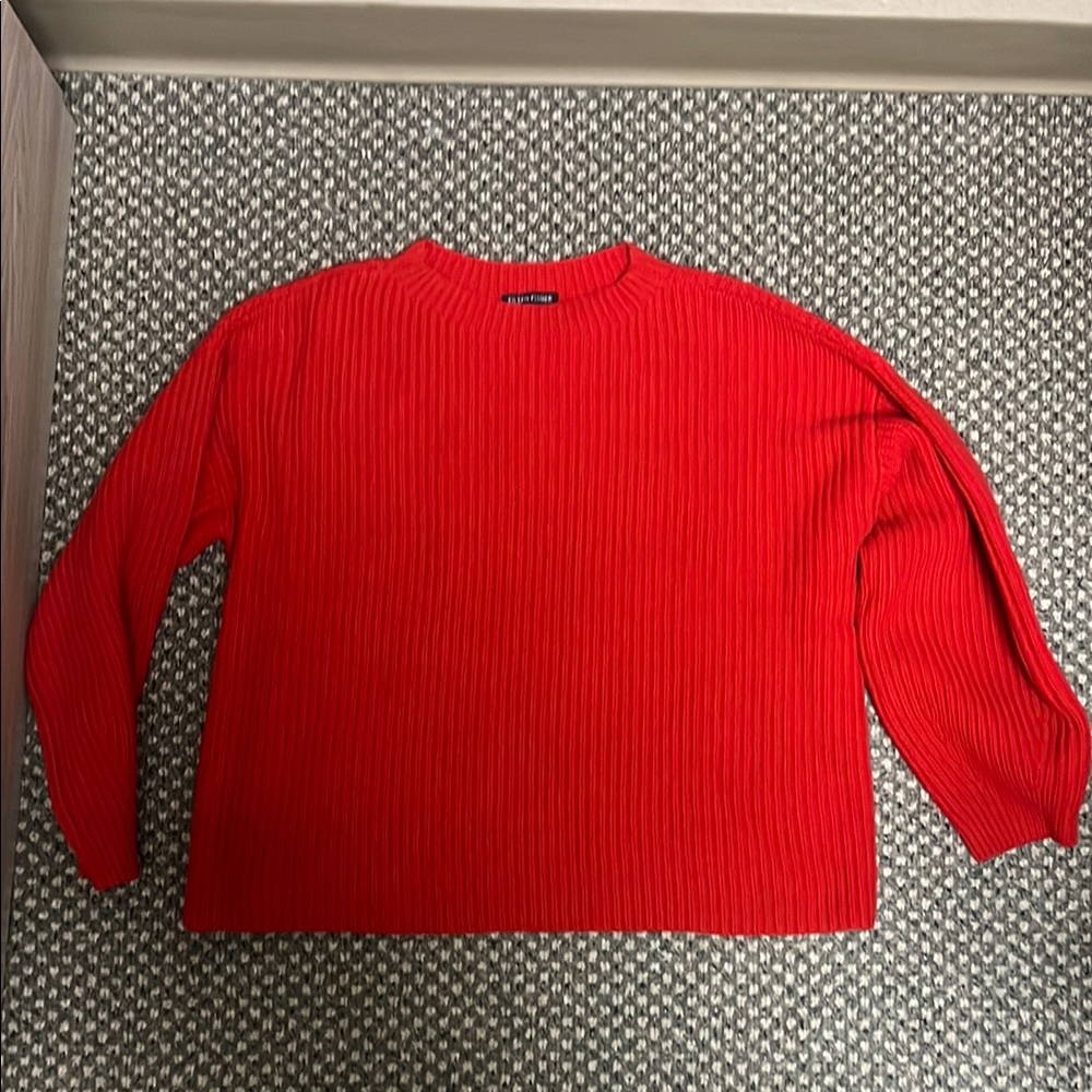 Red Ribbed Sweater Eileen Fisher Cashmere